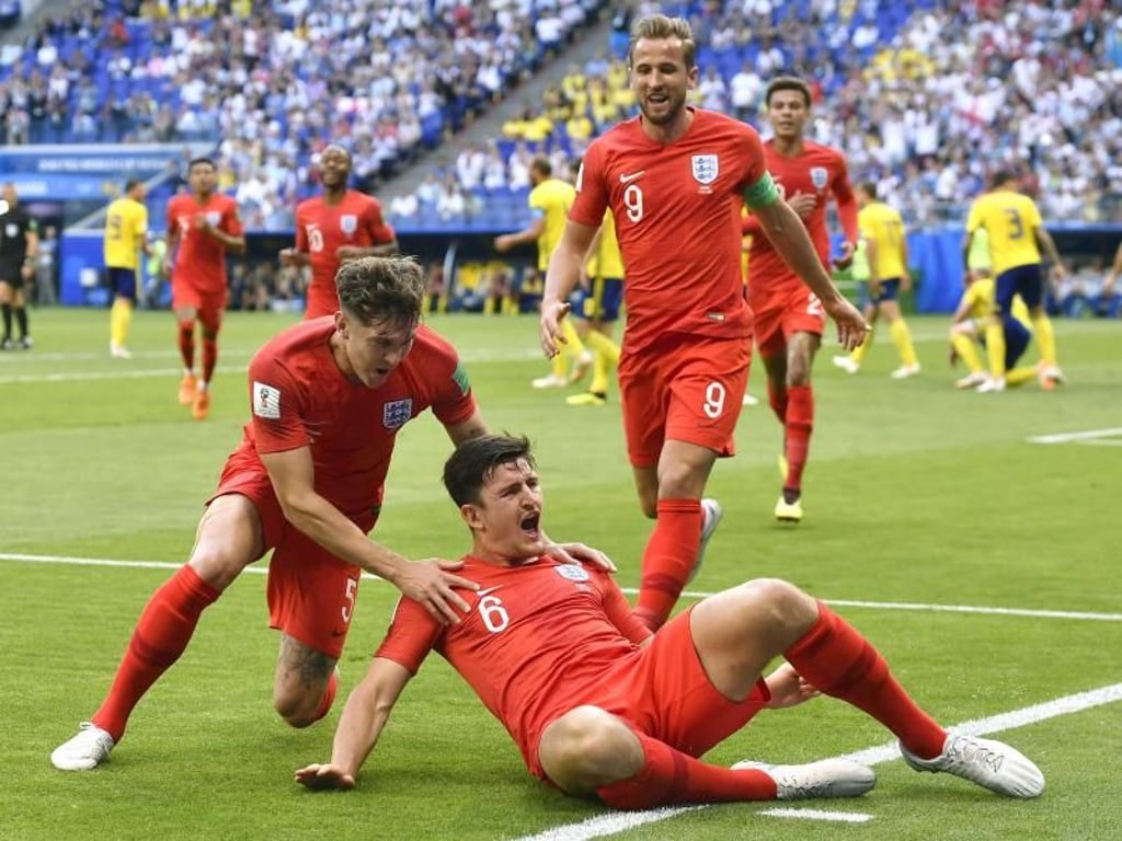 1:0 durch Harry Maguire (unten) - England ist auf der Siegerstraße. Foto: Chen Yichen/xinhua