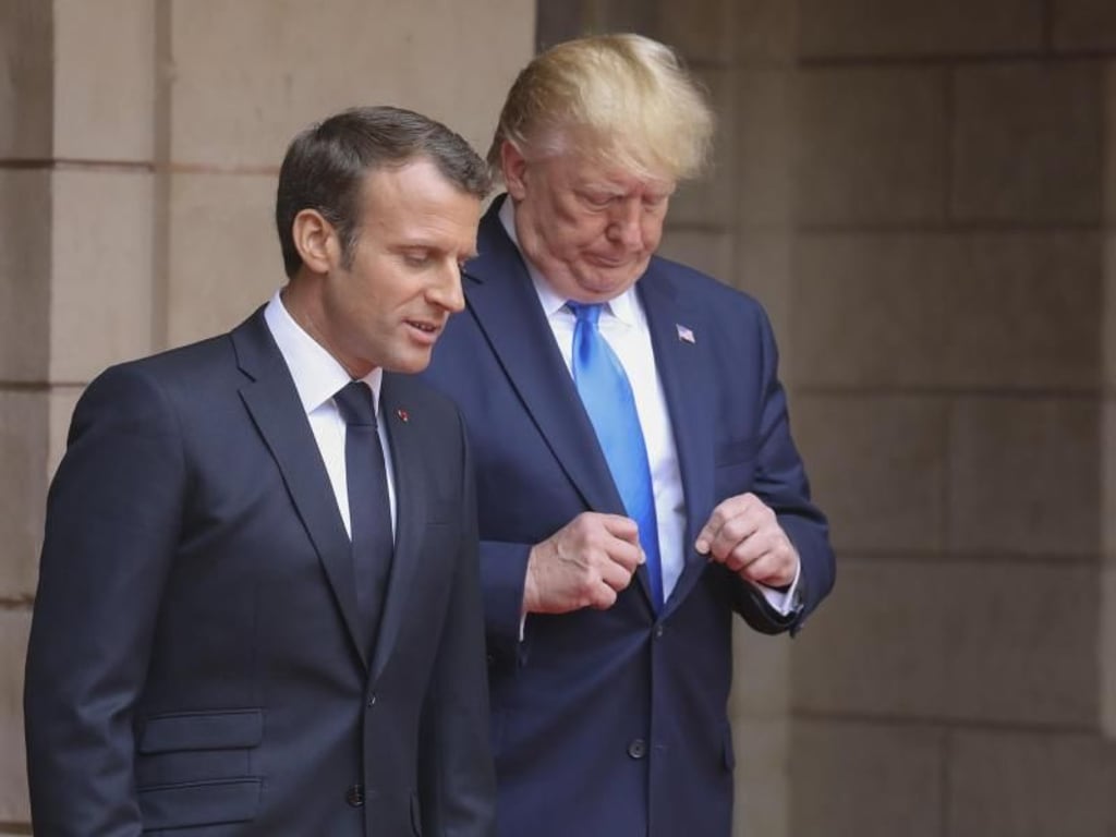Am Rande der Gedenkfeiern kamen Trump und Macron in Caen zu einem bilateralen Treffen zusammen. Foto: Ludovic Marin/POOL AFP/AP