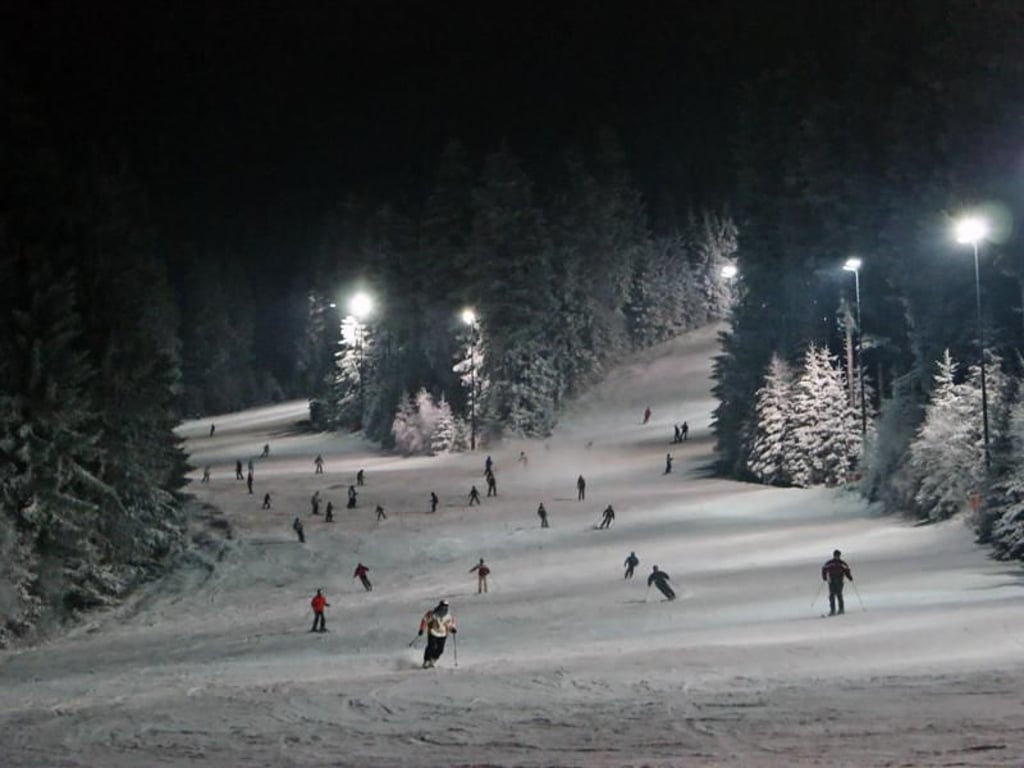 Drei Stunden unter Flutlicht: Am Pröller in St. Englmar können Skiurlauber an vielen Tagen auch abends auf die Piste. Foto: Tourist-Information St. Englmar