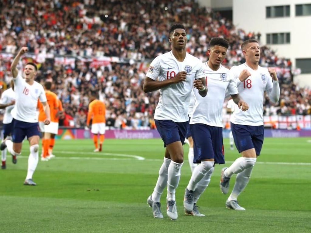 Englands Marcus Rashford (vorne) feiert sein Tor zum 1:0. Foto: Tim Goode/PA Wire