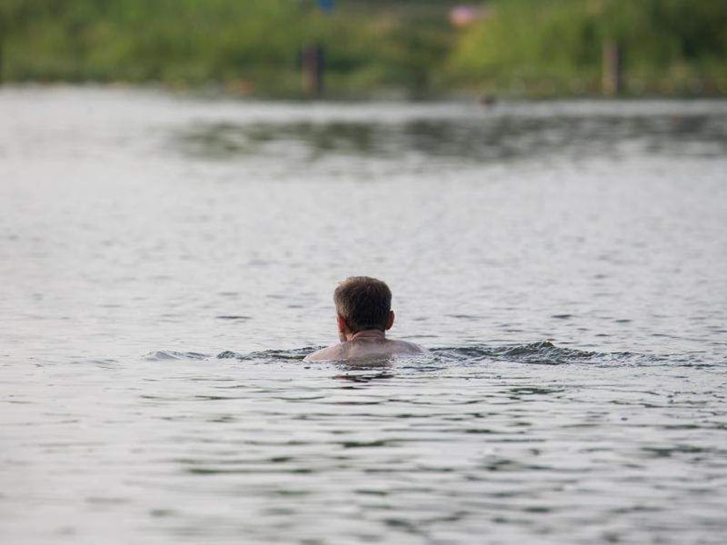 Ein Schwimmer im Oldenburger Woldsee. Foto: Mohssen Assanimoghaddam