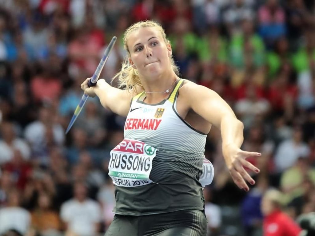 Speerwerferin Christin Hussong hat sich überragend mit einem Wurf über 67,90 Metern die Gold-Medaille erkämpft. Foto: Michael Kappeler