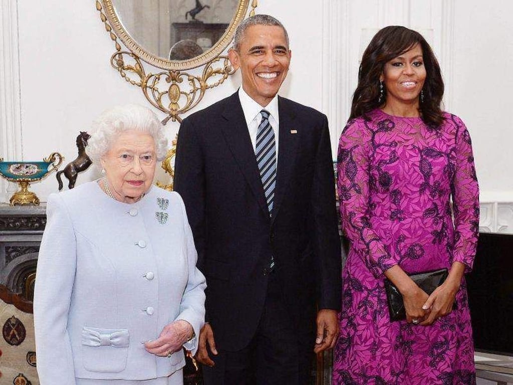 König Elizabeth II. mit Michelle und Barack Obama auf Schloss Windsor. Foto: Pool