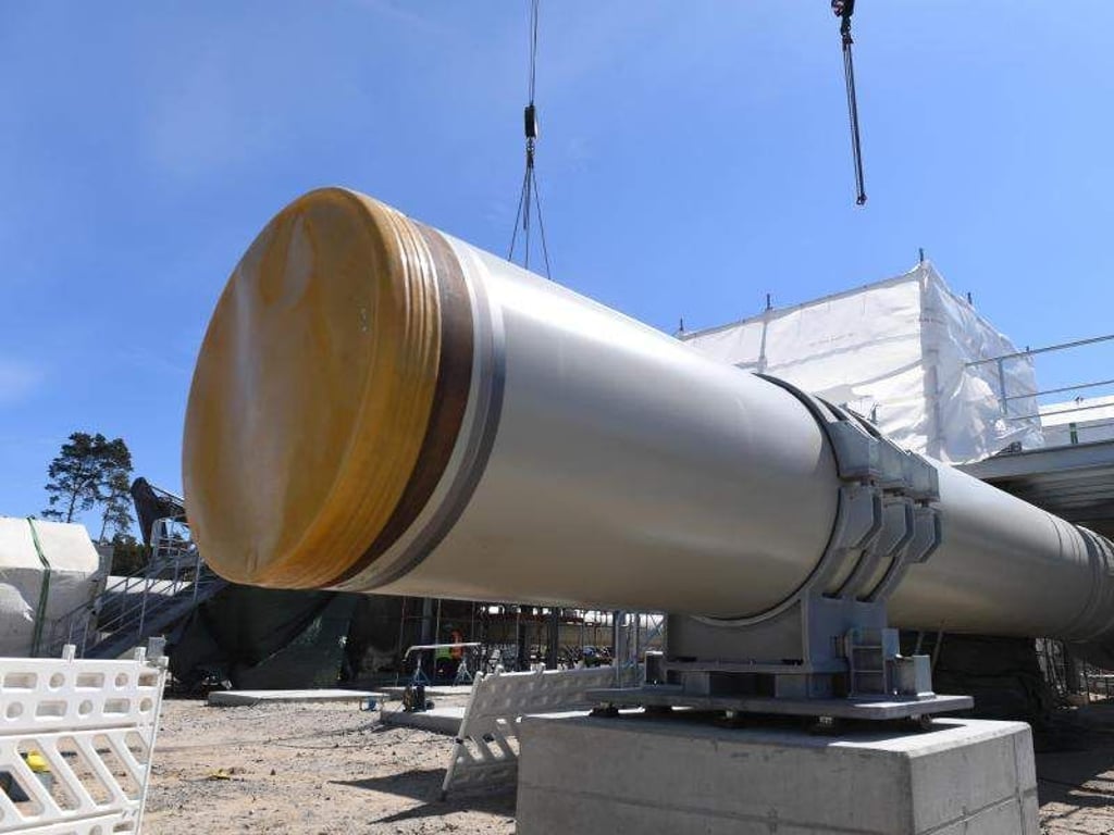 Blick auf die Baustelle der Empfangsstation der Ostseepipeline «Nord Stream 2» bei Lubmin. Foto: Stefan Sauer