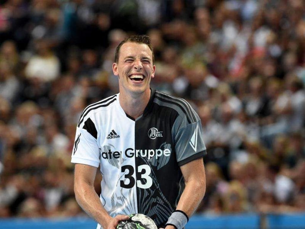Dominik Klein bei seinem Abschiedsspiel mit dem THW Kiel. Foto: Carsten Rehder