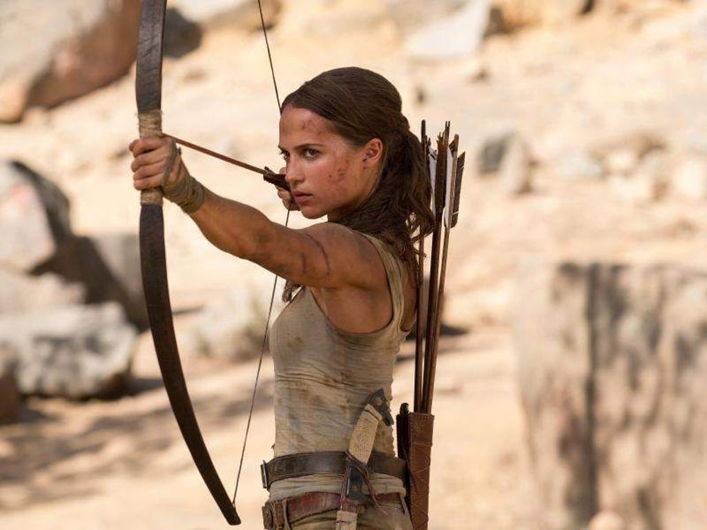 Alicia Vikander als Lara Croft in einer Szene des Films "Tomb Raider". Foto: Ilze Kitshoff