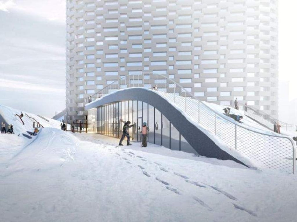 Das Dach einer Müllverbrennungsanlage in Kopenhagen soll bald auch zum Skifahren und Klettern einladen. Foto: BIG architects