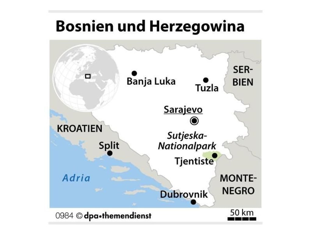 Der Sutjeska-Nationalpark in Bosnien an der Grenze zu Montenegro ist ein Abenteuerspielplatz für Wanderer - eine gut ausgebaute Infrastruktur dürfen Urlauber in der Region aber nicht erwarten. Foto: dpa-infografik