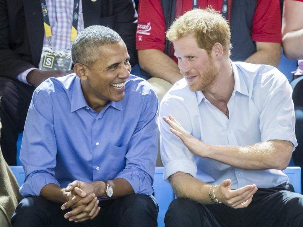 Barack Obama (l) und Prinz Harry hatten offensichtlich ihren Spaß. Foto: Danny Lawson