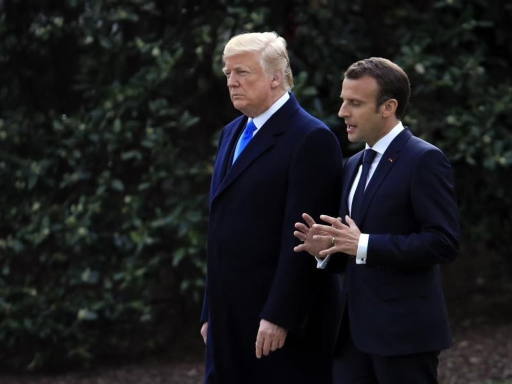 US-Präsident Donald Trump und Emmanuel Macron vor dem Weißen Haus. Foto: Manuel Balce Ceneta/AP
