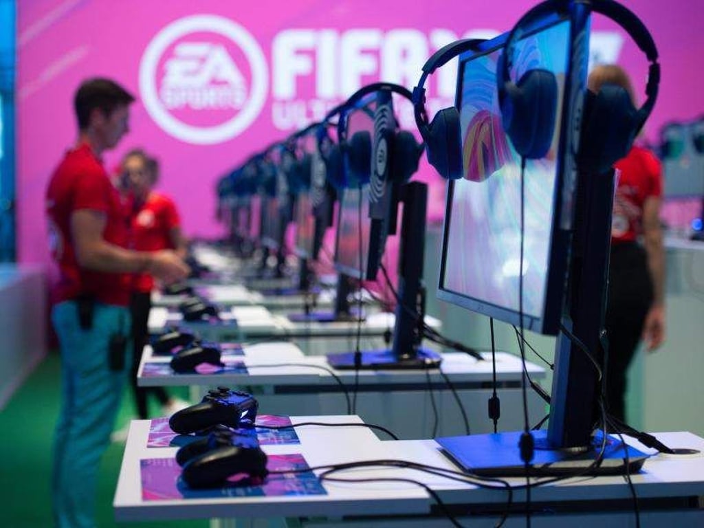 FIFA 19 auf der Gamescom 2018. Foto: Christophe Gateau/dpa