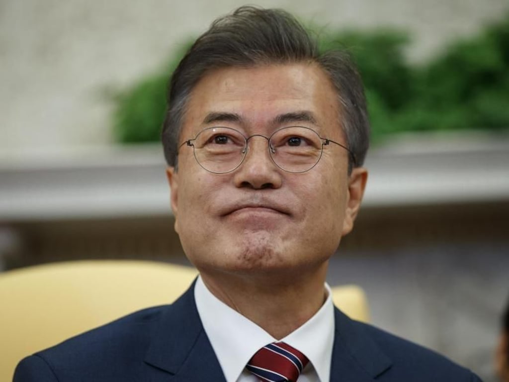 Mon Jae-In, Präsident von Südkorea, während einer Pressekonferenz in der vergangenen Woche. Foto: Evan Vucci/AP