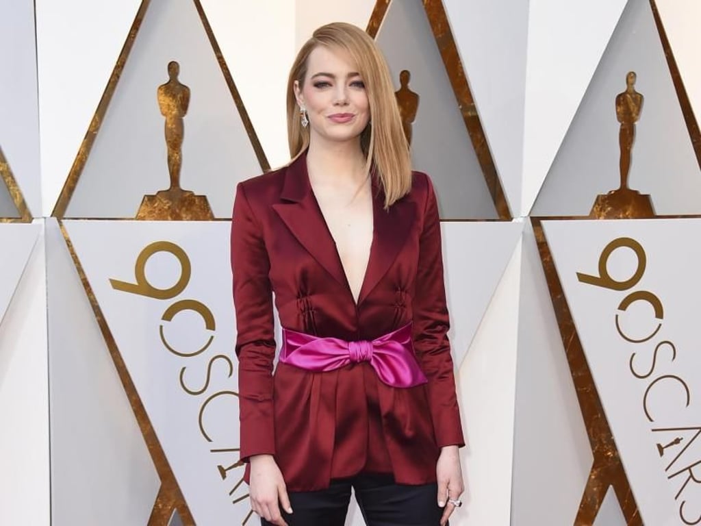 Emma Stone kam in Hosen zur Oscar-Verleihung. Foto: Jordan Strauss/Invision/AP