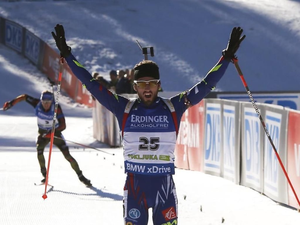 Jean Guillaume Beatrix gewann das Rennen im Zielsprint gegen Emil Hegle Svendsen. Foto: Antonio Bat