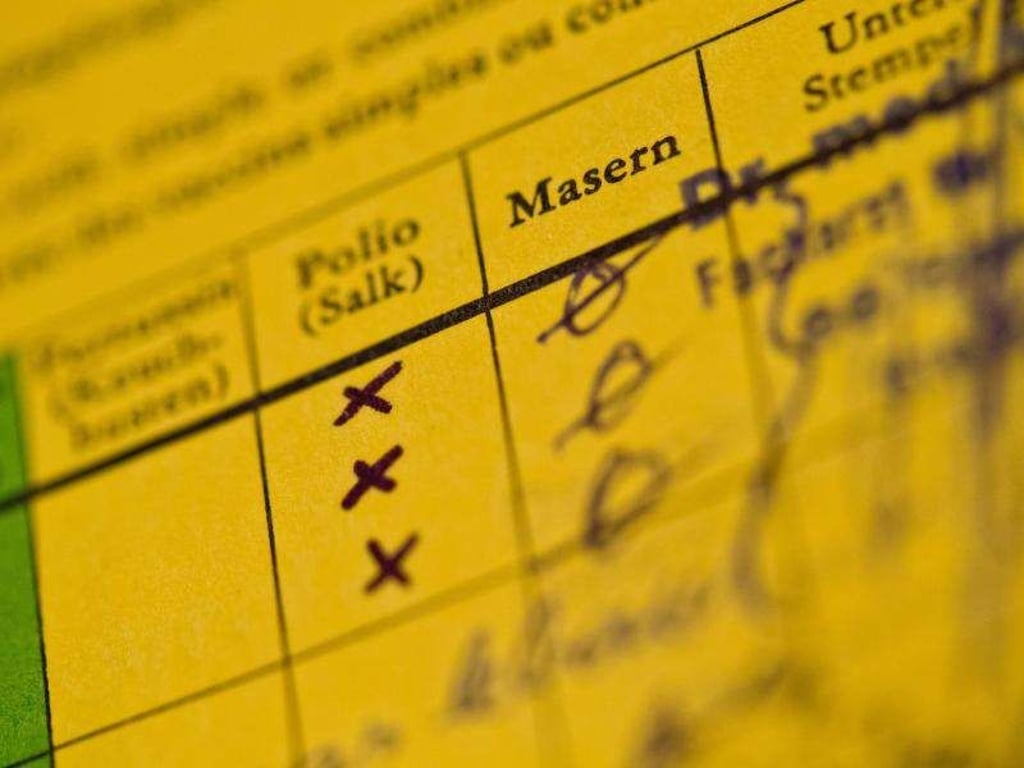 Ein Impfbuch mit markierten Feldern für Polio und Masern. Foto: Daniel Karmann