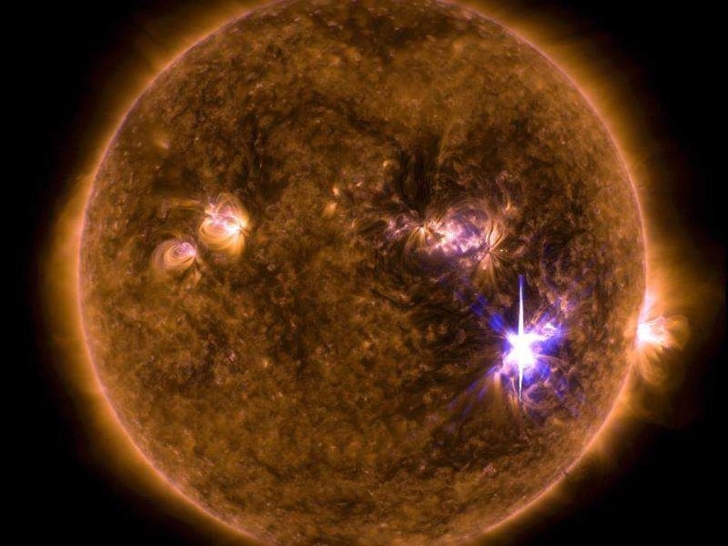Das Handout zeigt einen Sonnensturm in der Mitte der Sonne am 06.09.2017. Dieses Bild wurde voM NASA Solar Dynamics Observatory erfasst. Foto: NASA/GSFC/SDO