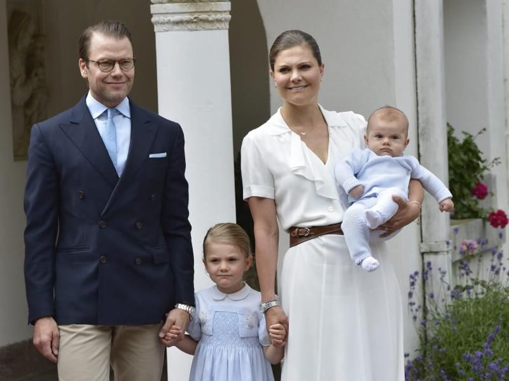 Geburtstagskind Victoria mit ihrem Mann Daniel und den Kindern Estelle und Oscar. Foto: Jonas Ekstromer