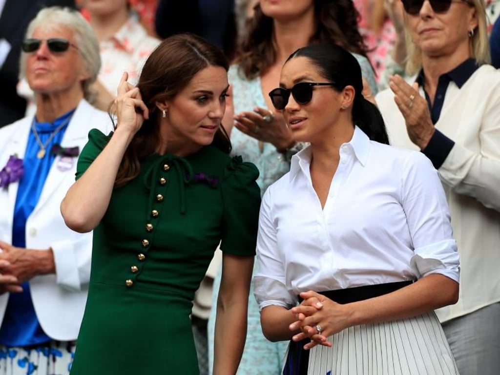 Gute Stimmung bei Kate (l) und Meghan in Wimbleton. Foto: Mike Egerton