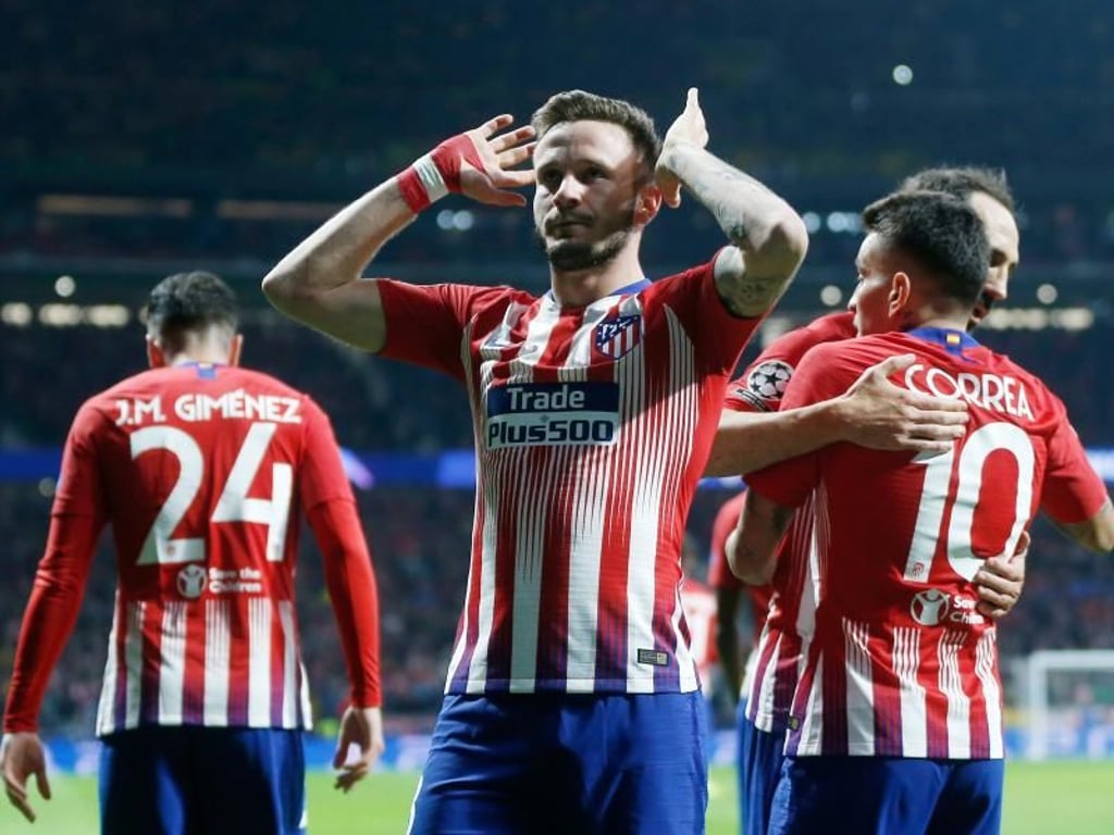 Atlético Madrids Saul Niguez bejubelt seinen Treffer zum 1:0. Foto: Paul White/AP
