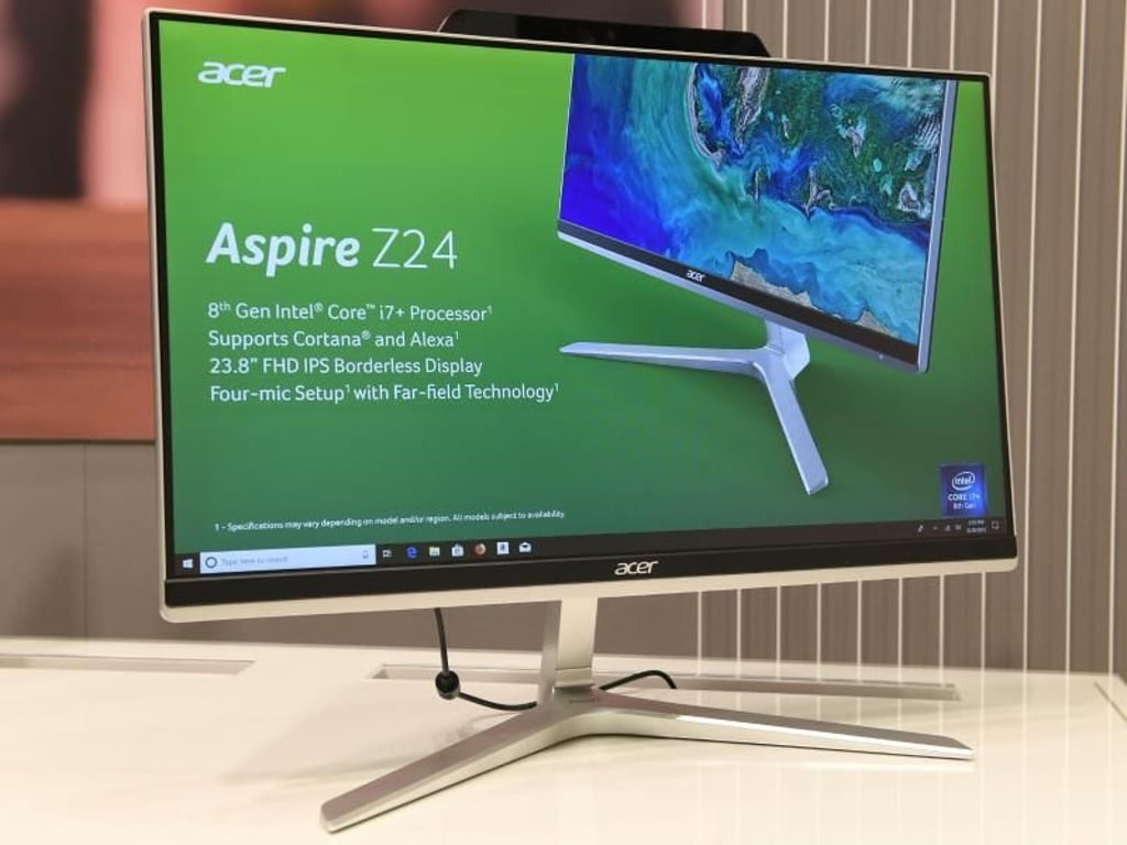 Nahezu randloses Display mit Stereolautsprechern und vier digitalen Mikrofonen: Acer präsentiert zur IFA 2018 den All-in-One-Rechner Aspire Z24. Foto: Robert Günther