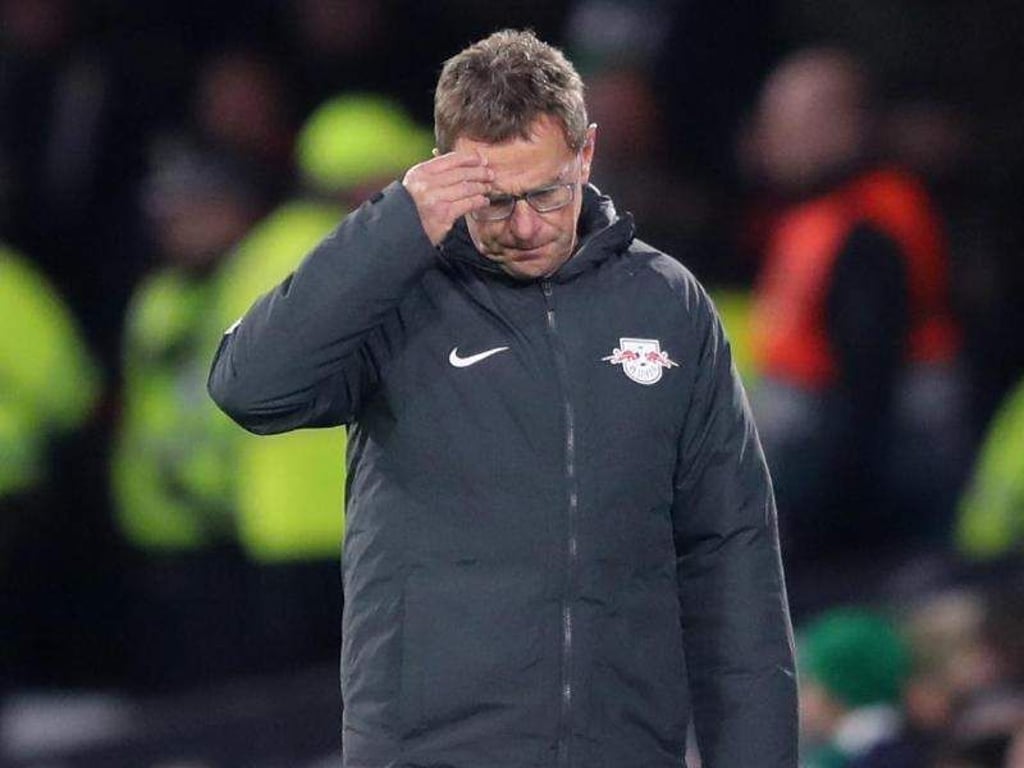 Leipzig-Trainer Ralf Rangnick war nach der Niederlage sichtlich angefressen. Foto: Jane Barlow/PA Wire