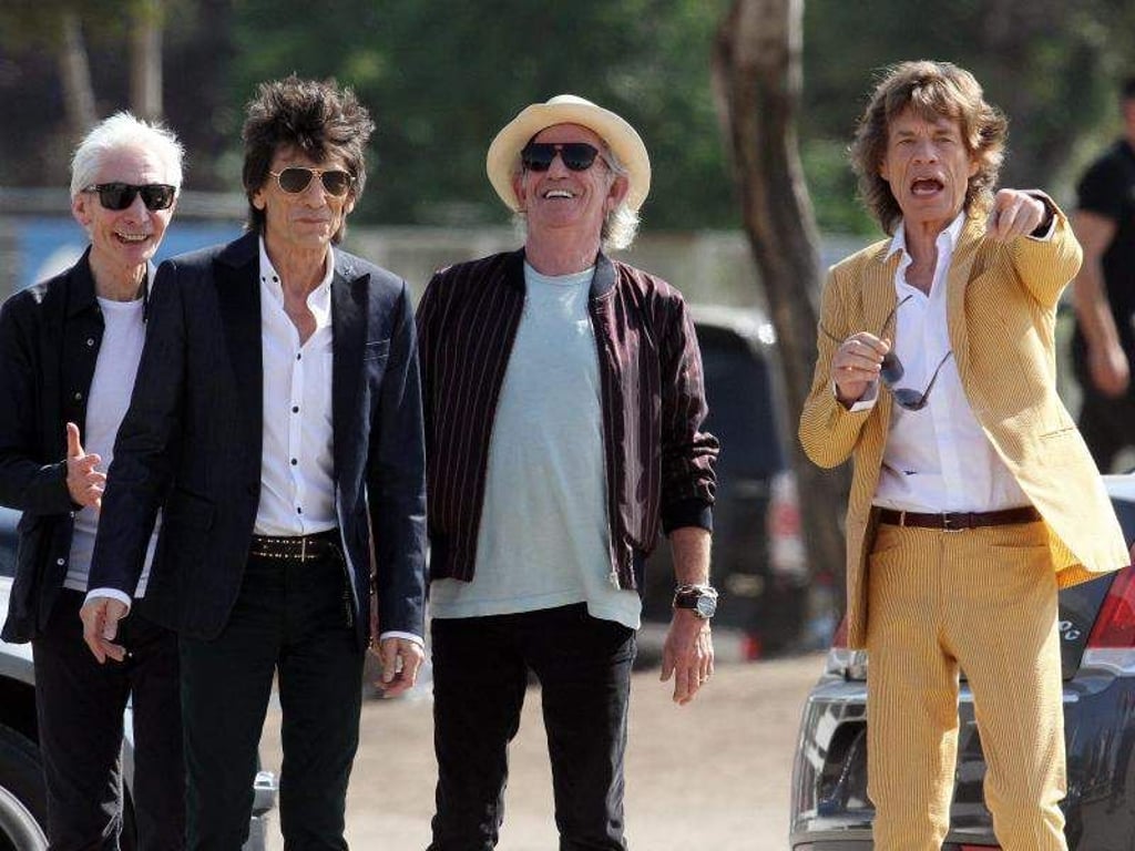 Charlie Watts (l-r), Ron Wood, Keith Richards und Mick Jagger 2016 in Santiago de Chile. Foto: Elvis Gonzalez