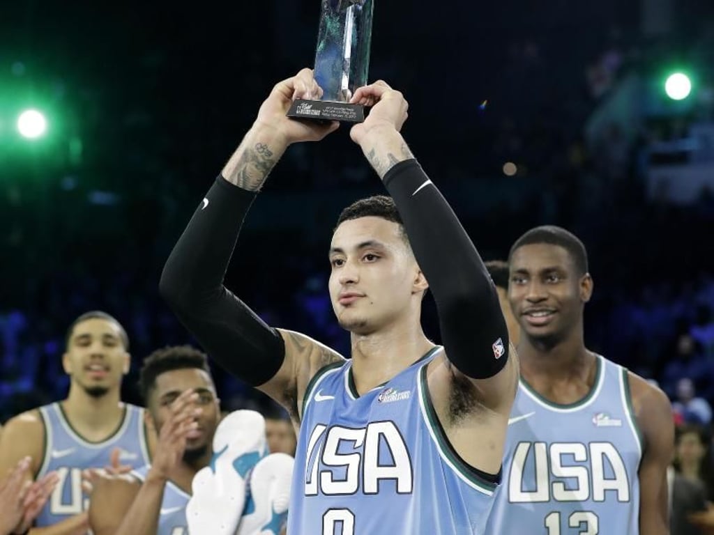 Überragender Spieler im Nachwuchsspiel im Rahmen des NBA-Allstar-Wochenendes: Kyle Kuzma. Foto: Chuck Burton/AP