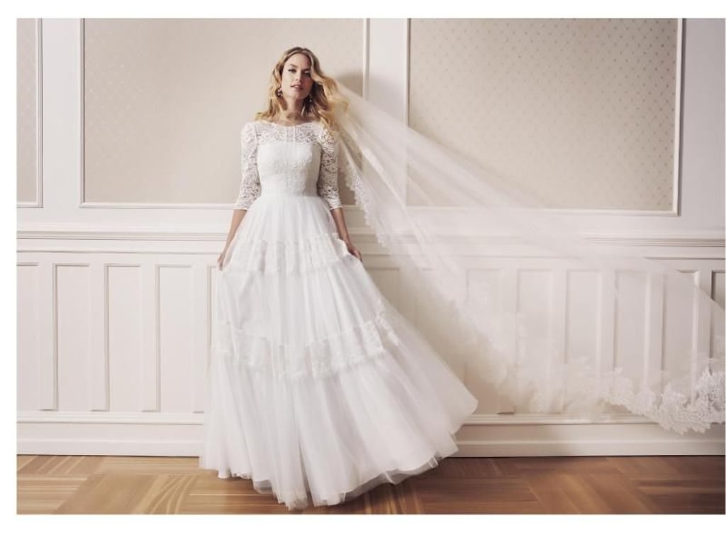 So sieht 2019 die typische A-Line bei Brautkleidern aus - hier im Boho-Style von Lilly (Preis auf Anfrage). Foto: Lilly