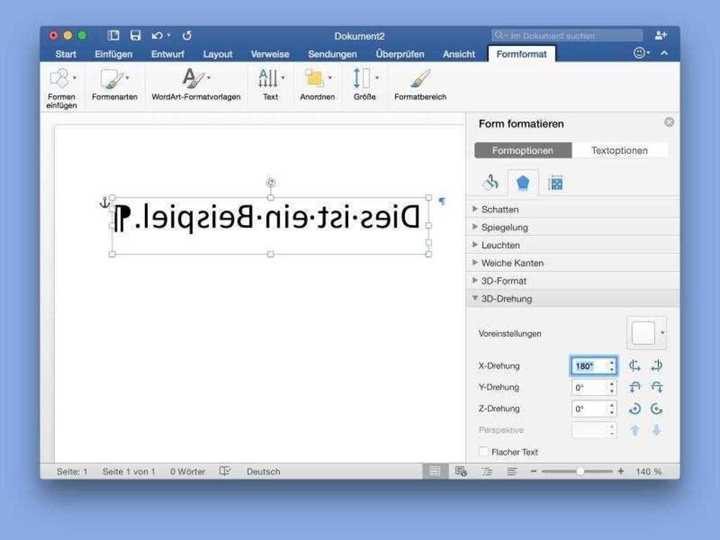 Texte lassen sich in Word einfach spiegeln. Die Funktion kann bei Foliendrucken sinnvoll sein. Foto: dpa-infocom