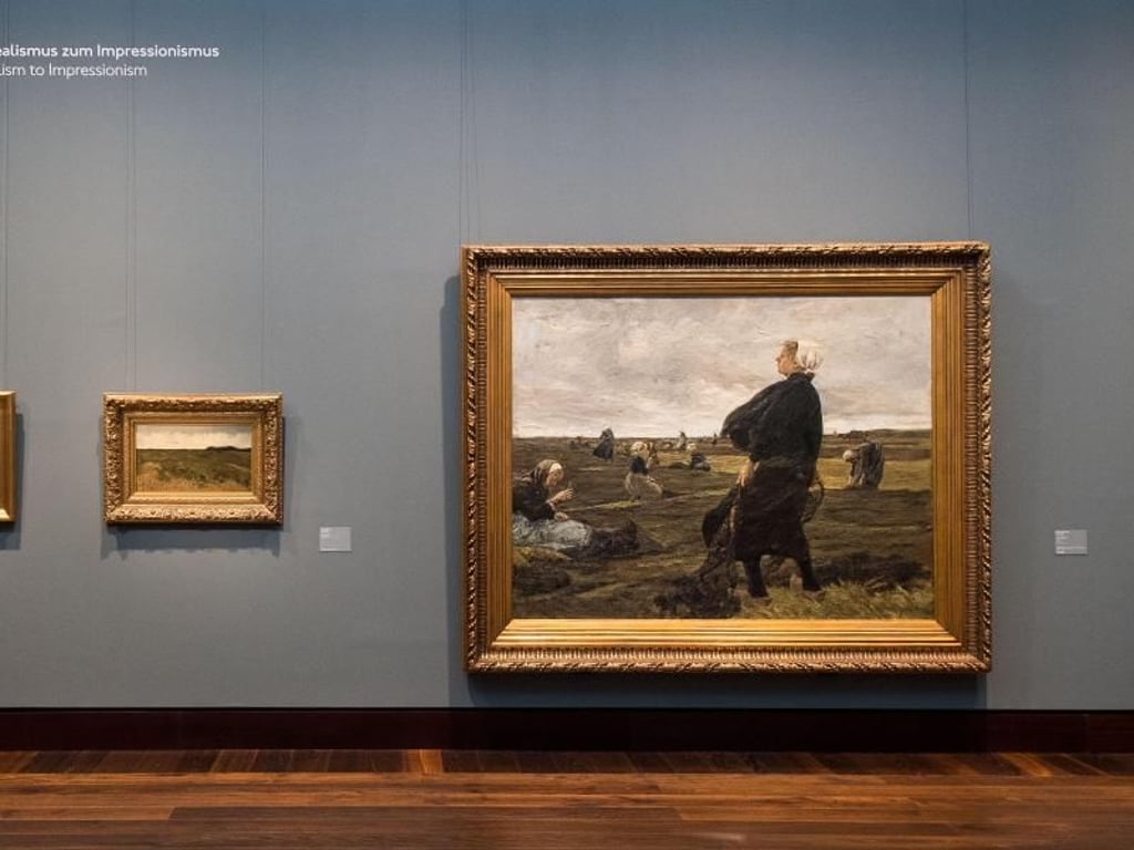 «Die Netzflickerinnen» (r) von Max Liebermann in der Kunsthalle. Foto: Lukas Schulze
