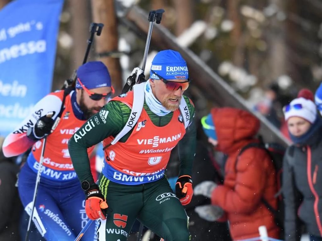 Erik Lesser beim Verfolgungsrennen in Östersund. Foto: Sven Hoppe