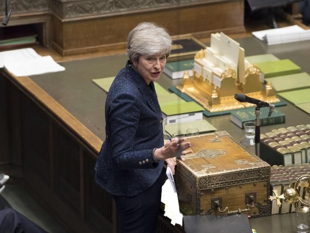 Die britische Premierministerin Theresa May spricht im Unterhaus. Die Abgeordneten debattierten über den Austritt Großbritanniens aus der EU. Foto: Mark Duffy/UK Parliament/Xinhua