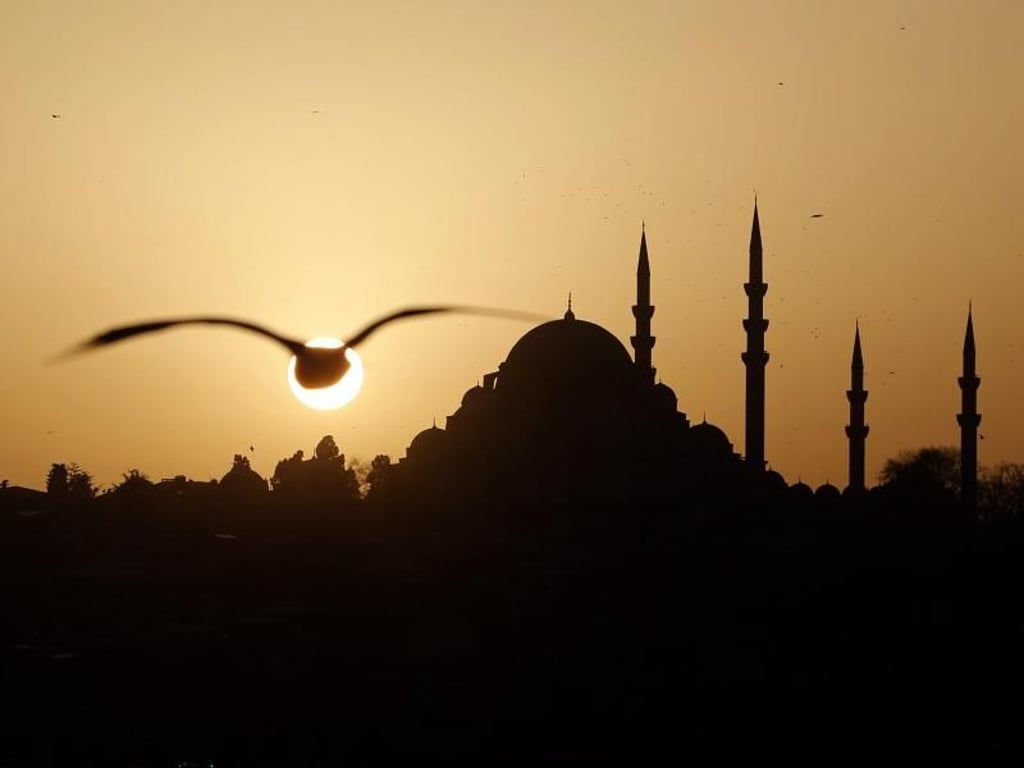 Die Silhouette der Blauen Moschee in Istanbul. Foto: Tolga Bozoglu