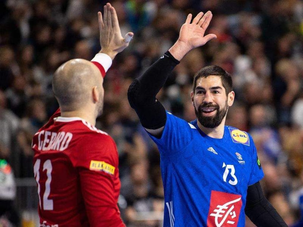 Leistungsträger der französischen Handballer: Torwart Vincent Gerard (l) und Nikola Karabatic. Foto: Marius Becker