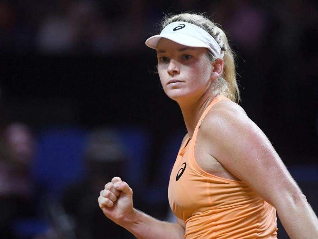 Coco Vandeweghe aus den USA ballt nach ihrem Sieg gegen Simona Halep aus Rumänien die Faust. Foto: Marijan Murat