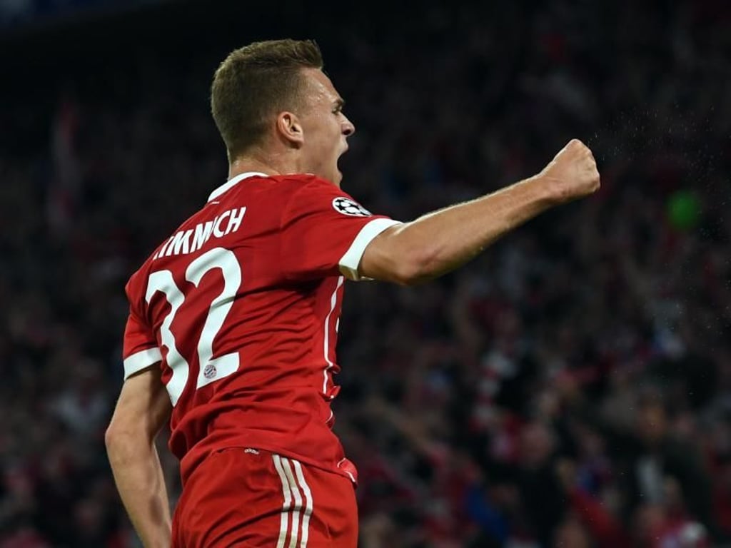 Torschütze Joshua Kimmich jubelt über seinen Treffer zum 1:0 für die Bayern. Foto: Andreas Gebert