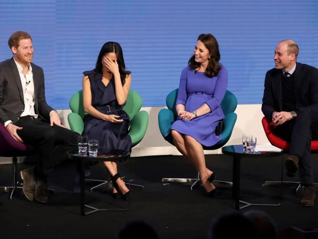 Prinz Harry (l-r), Meghan Markle, Herzogin Kate und Prinz William beim Forum der Stiftung «Royal Foundation». Foto: Chris Jackson