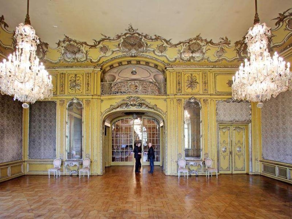 Der Gelbe Saal im Schloss Waldenburg (Sachsen. Foto: Jan Woitas