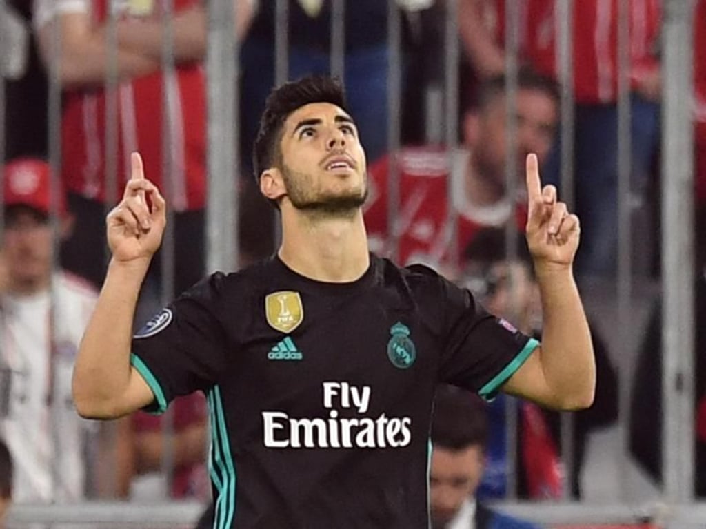 Marco Asensio jubelt über seinen Treffer zur 2:1-Führung für Real Madrid. Foto: Matthias Balk