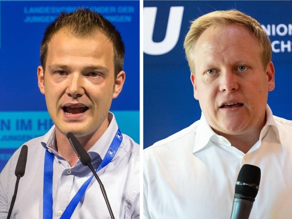 Stefan Gruhner (l), Landesvorsitzende der Jungen Union Thüringen, und Tilman Kuban, Landesvorsitzender der Jungen Union in Niedersachsen. Foto: Michael Reichel/Peter Steffen