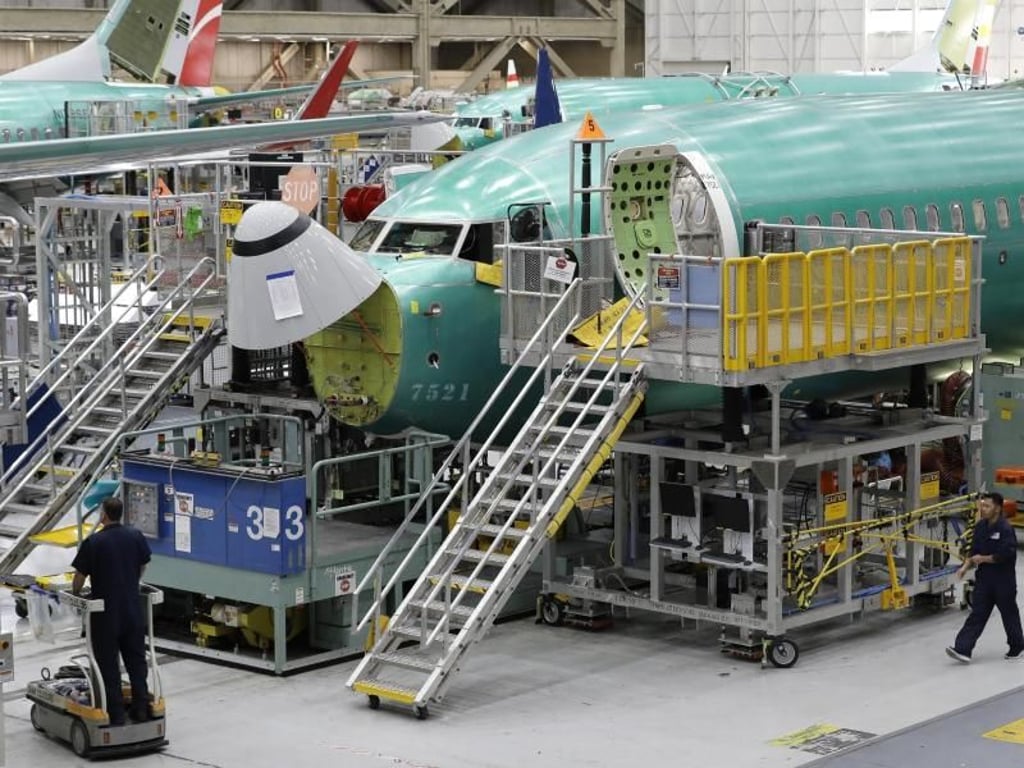 Bau einer 737 Max 8 im Boeing-Werk Renton im US-Staat Washington. Foto: Ted S. Warren/AP