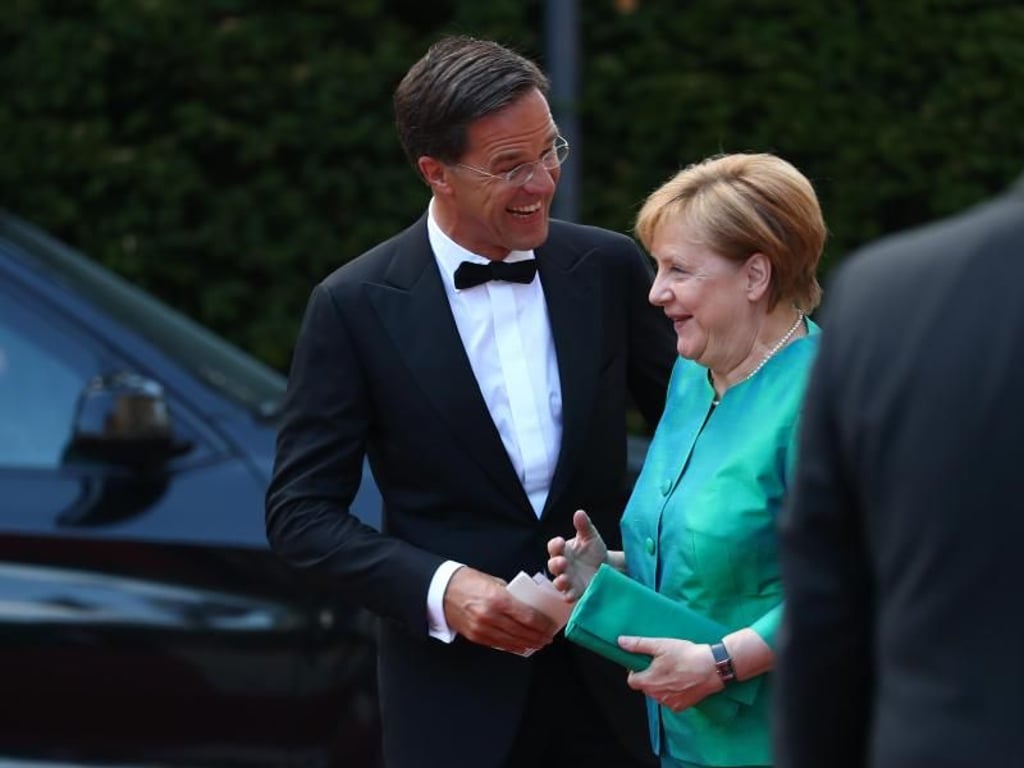 Bundeskanzlerin Angela Merkel mit Mark Rutte, Ministerpräsident der Niederlande, in bayreuth. Foto: Daniel Karmann