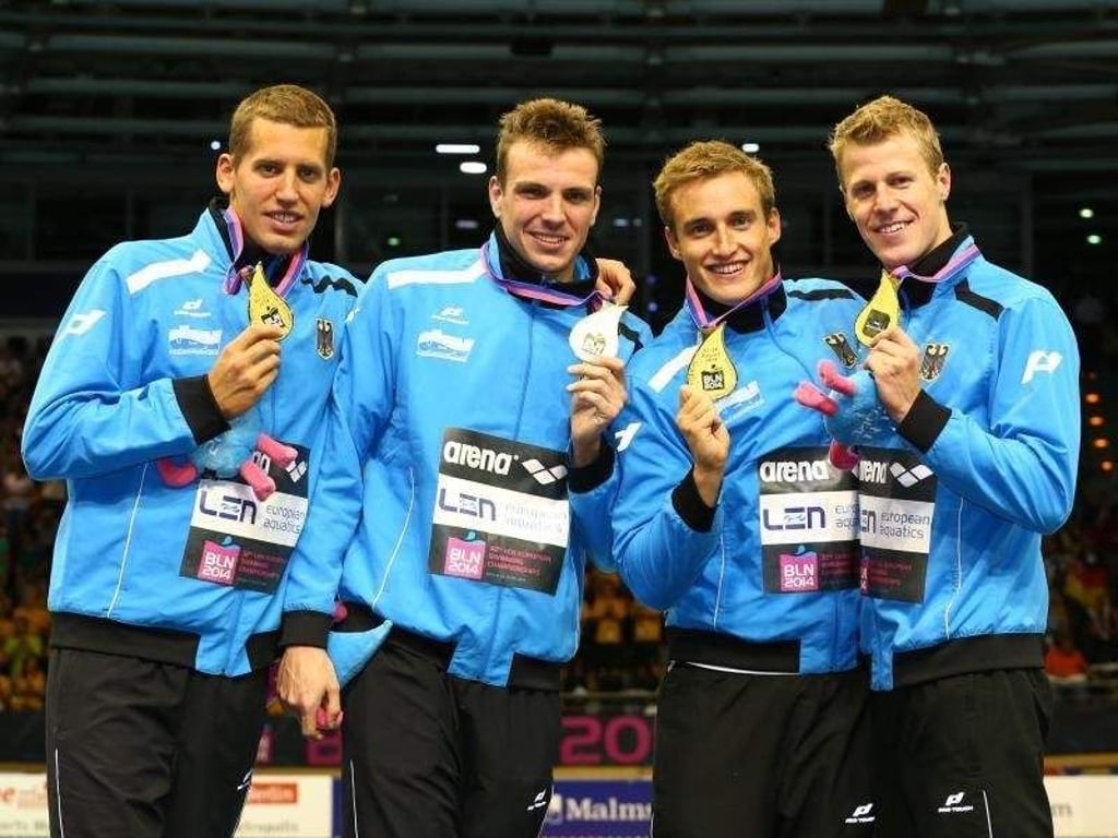Paul Biedermann, Clemens Rapp, Yannick Lebherz und Robin Backhaus sicherten sich die Goldmedaille. Foto: David Ebener