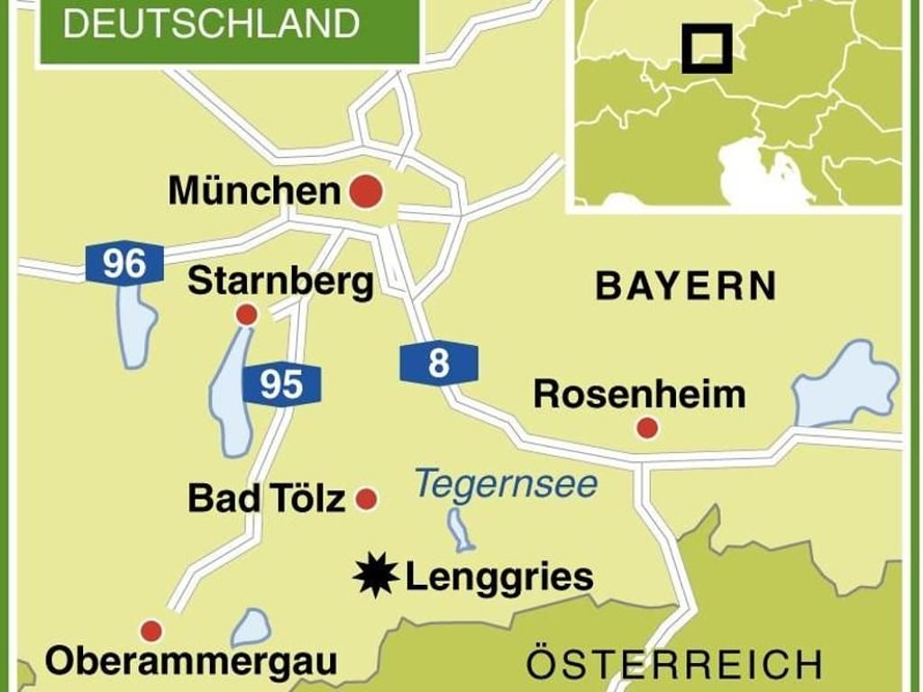 Lenggries ist mit dem Auto ca. eine Stunde von München entfernt. Karte: dpa-infografik Foto: