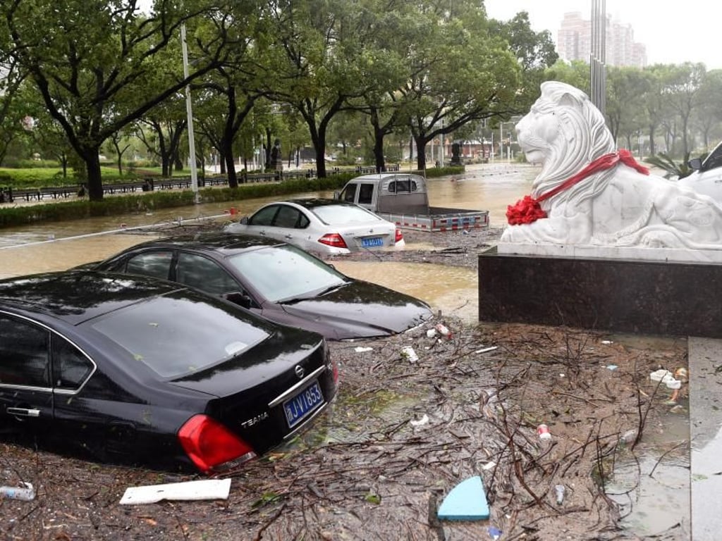 Überschwemmte Straßen im westchinesischen Wenling. Foto: Xinhua
