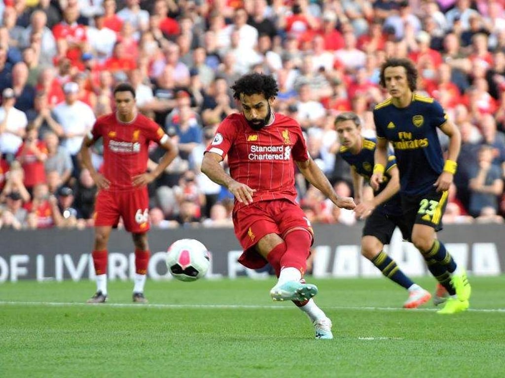 Liverpools Mohamed Salah trifft nicht nur per Strafstoß für sein Team. Foto: Anthony Devlin/PA Wire