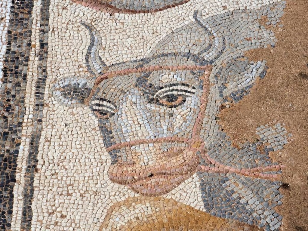Feines Kunstwerk: Mosaikreste in den Thermen der antiken Stadt Dion. Foto: Andreas Drouve
