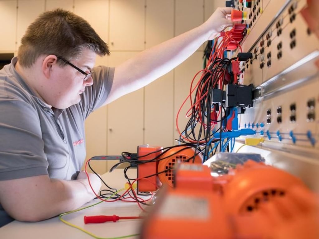 Das Rückgrat der Gebäudeelektronik: Motorschaltungen wie diese gehören für angehende Elektroniker zum Berufsalltag. Foto: Franziska Gabbert