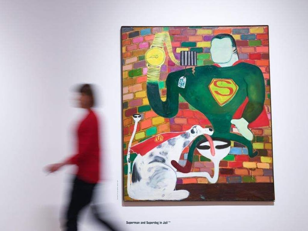 Peter Saul, Superman and Superdog in Jail, 1963. Foto: Arne Dedert