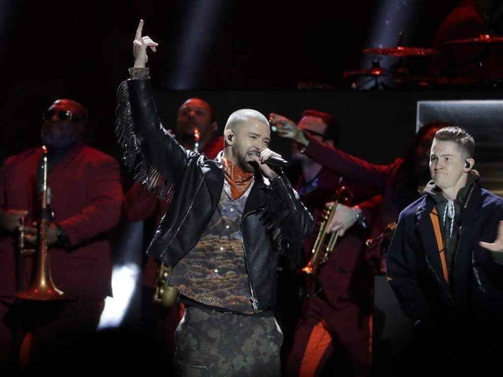 Justin Timberlake in der Halbzeit des Super Bowls. Foto: Matt Slocum